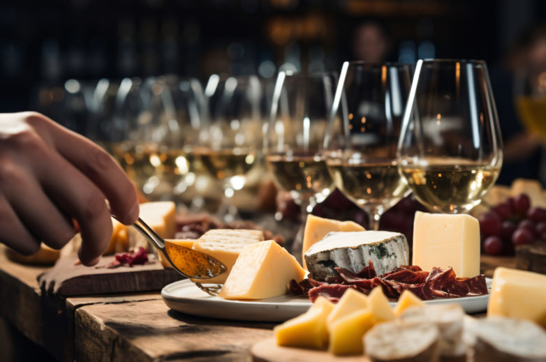 allestimento per degustazione vini e aperitivi